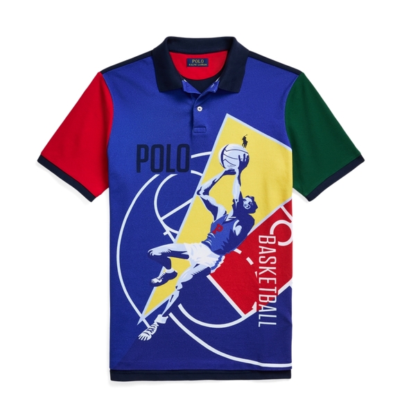 Polo Ralph Lauren Color Block Basketball Graphic Mesh Polo Classic Fit Size Lrg